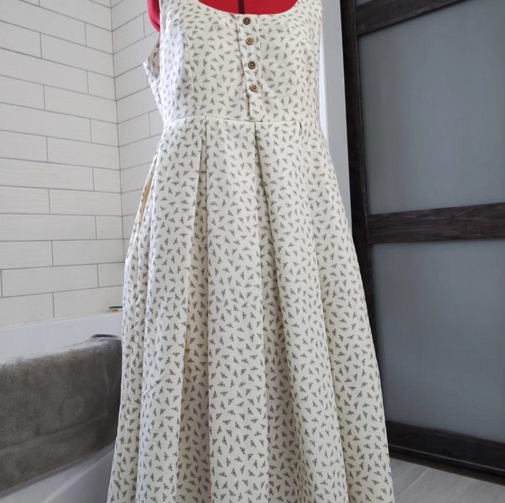 Tea Length White Cotton Dress